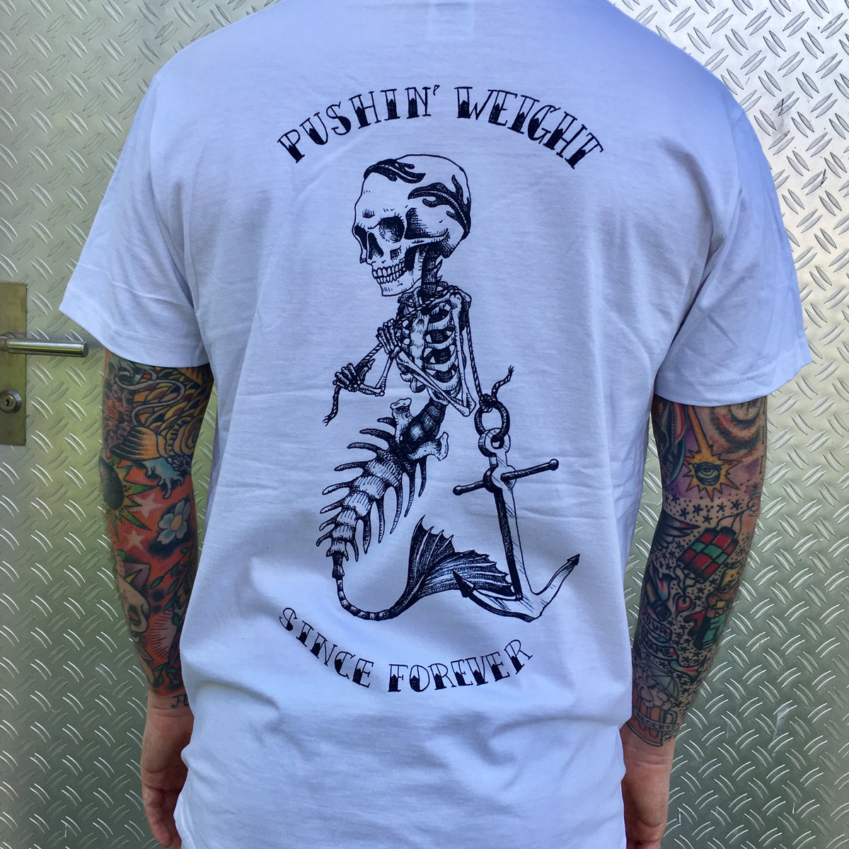 Pushin' Weight Since Forever White Men's T-Shirt – Heavy Weight Music